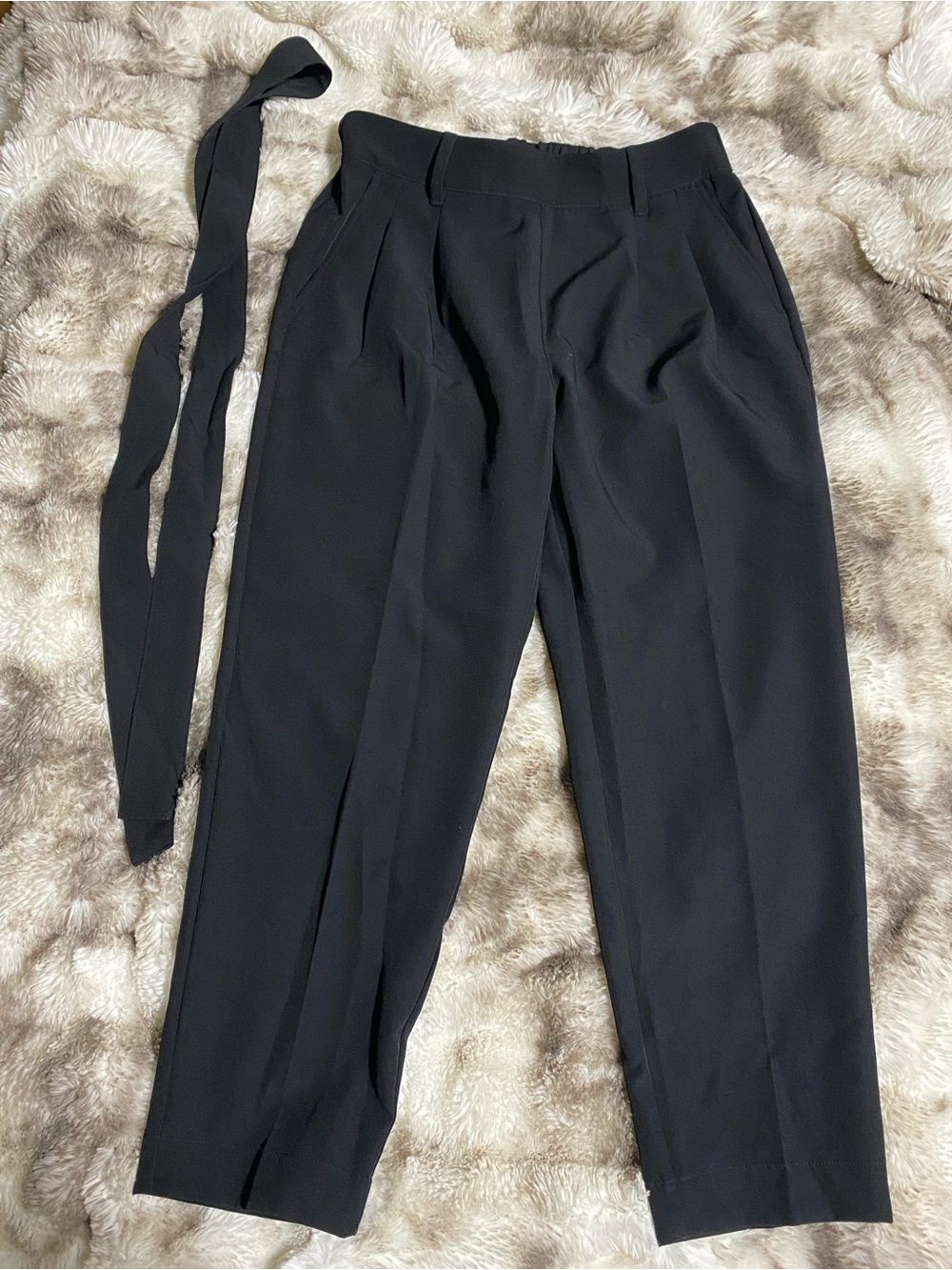 LOFT Black High Rise Tapered Leg Pant with Belt